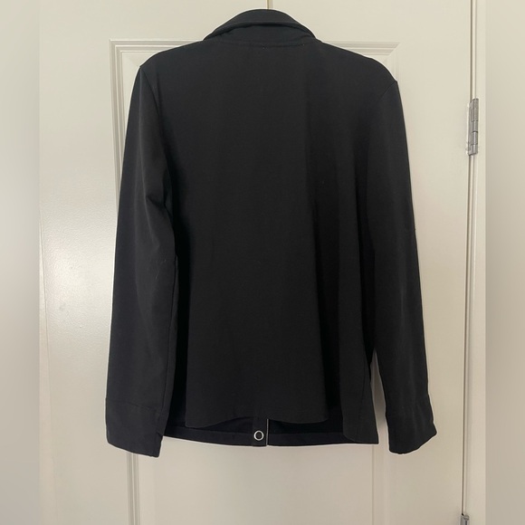 Susan Graver Black Button-Up Jacket with Tan Trim - Picture 2 of 4